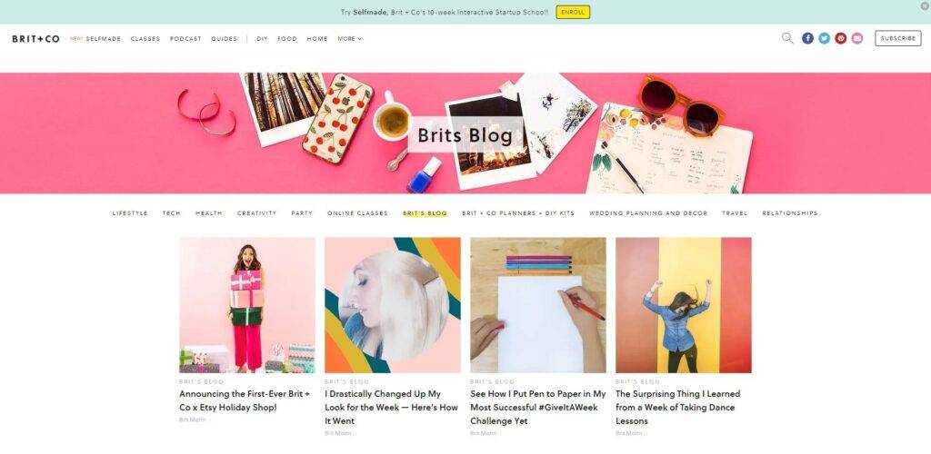 Brit Co blog landing page - Midas Creative