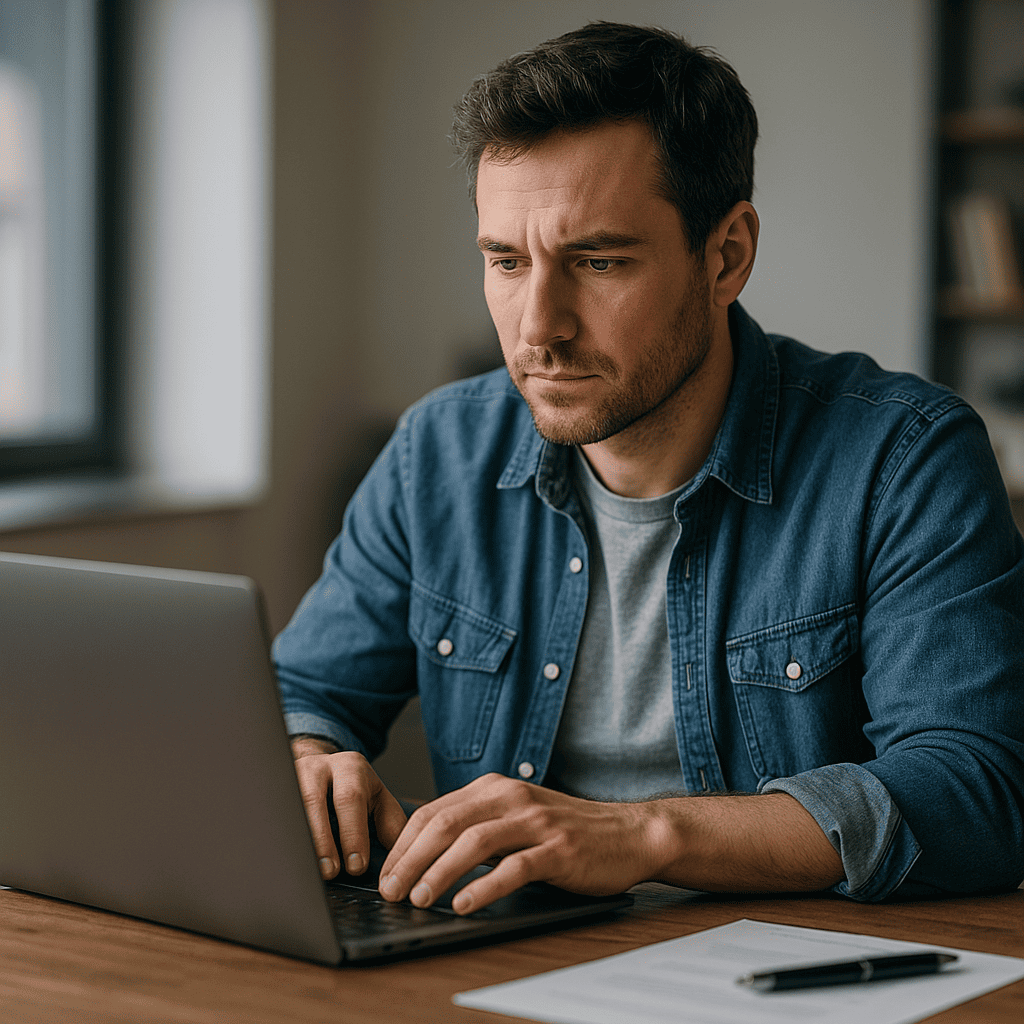 A man checking online the website design cost uk to understand the investment needed for getting a website created