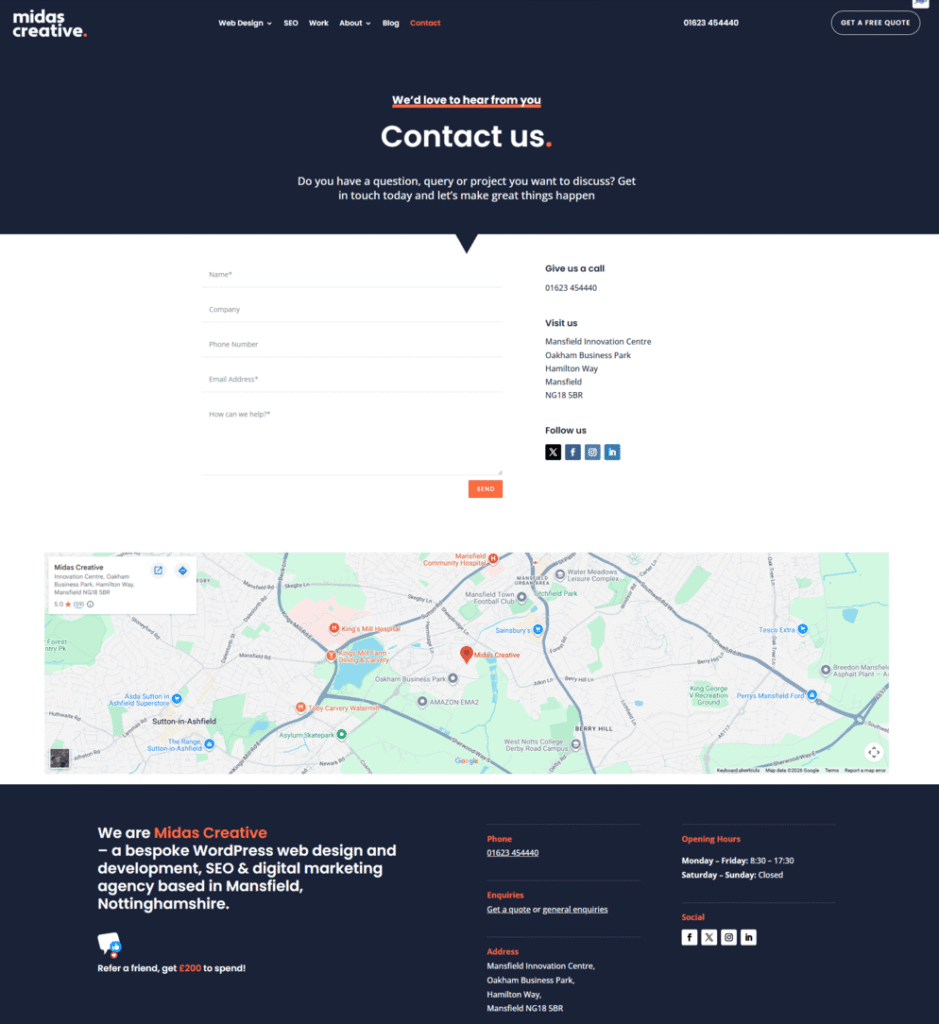 Contact page image that helps small business website design